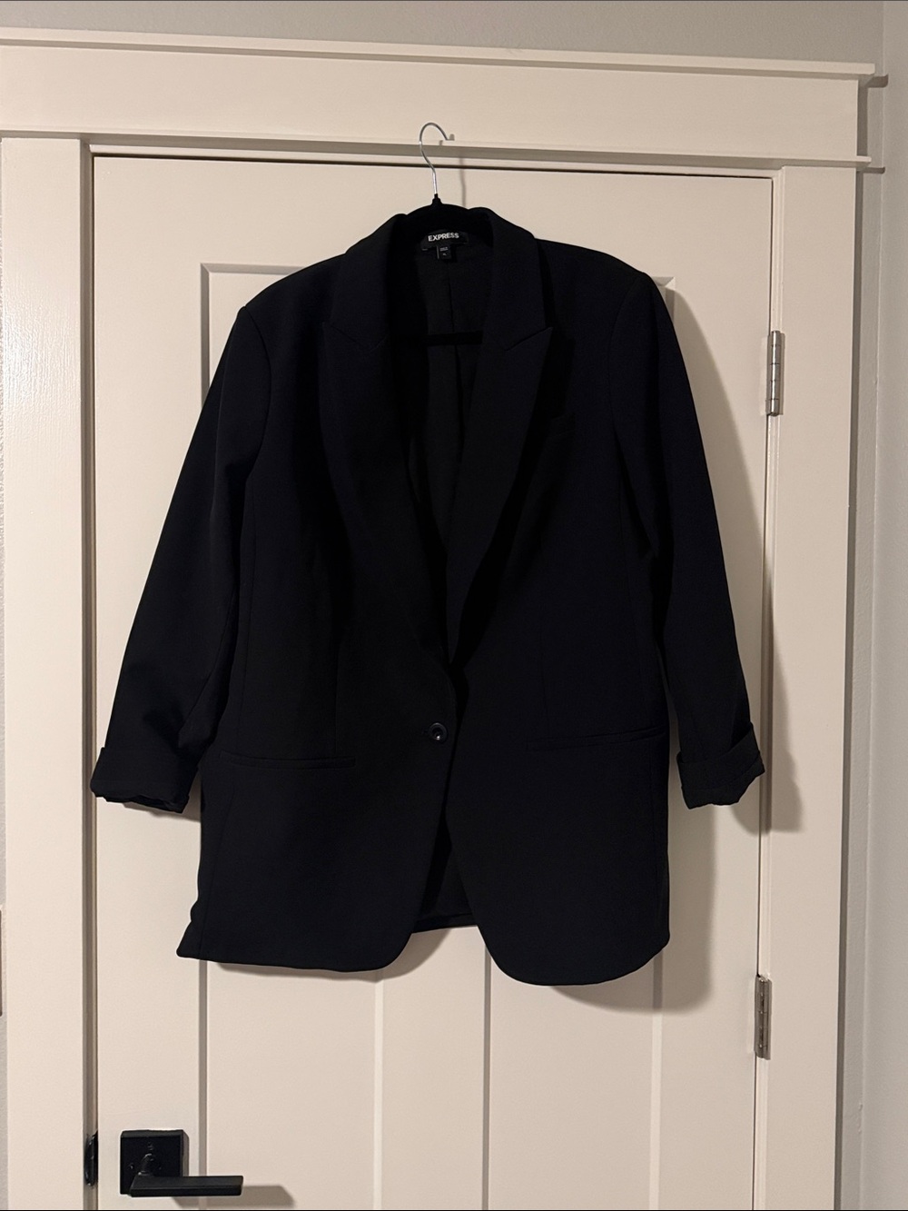 Express Black Single-Button Relaxed Blazer